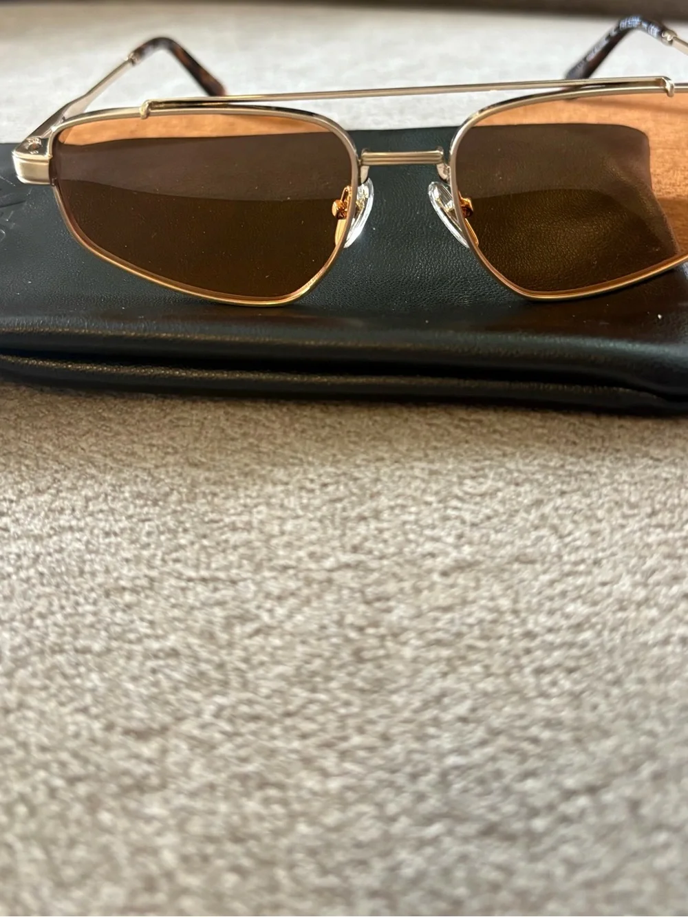 Quay Australia Gold Frame Orange Lens Women's Sunglasses